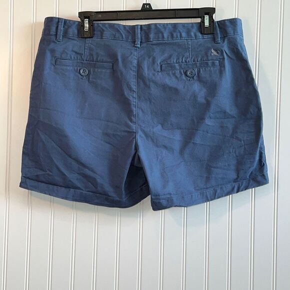 Eddie Bauer Flat Front Blue Bermuda Shorts With Side Slat Pockets Size 12 - Picture 6 of 10